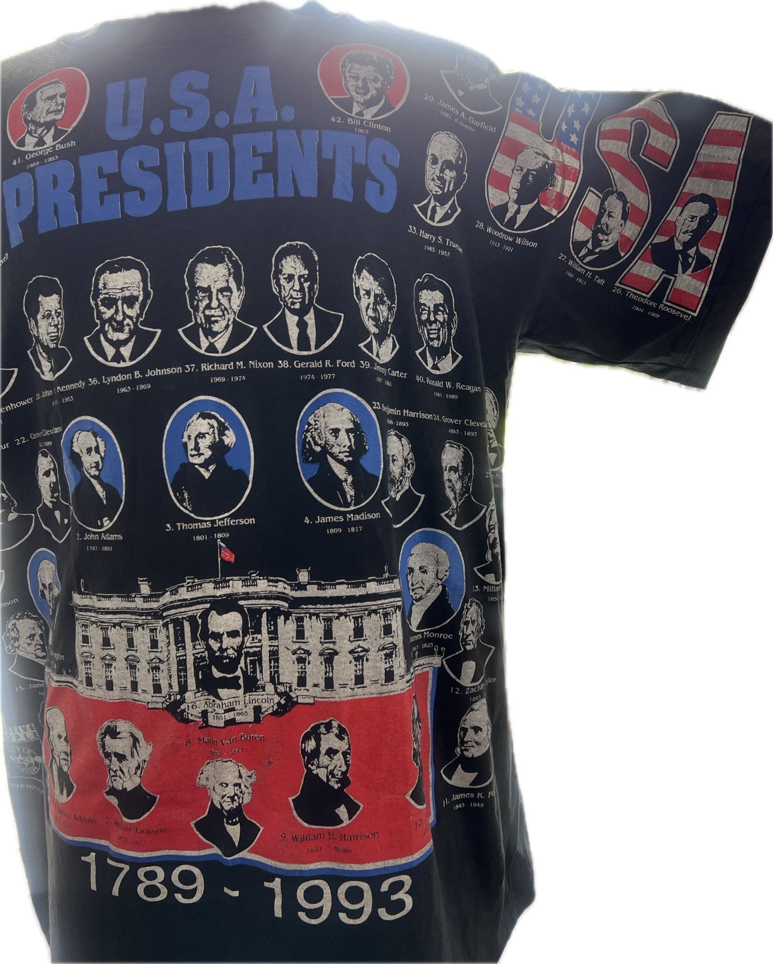 Rare Vintage 1993 Kacy USA Presidents Graphic Tee XL 4