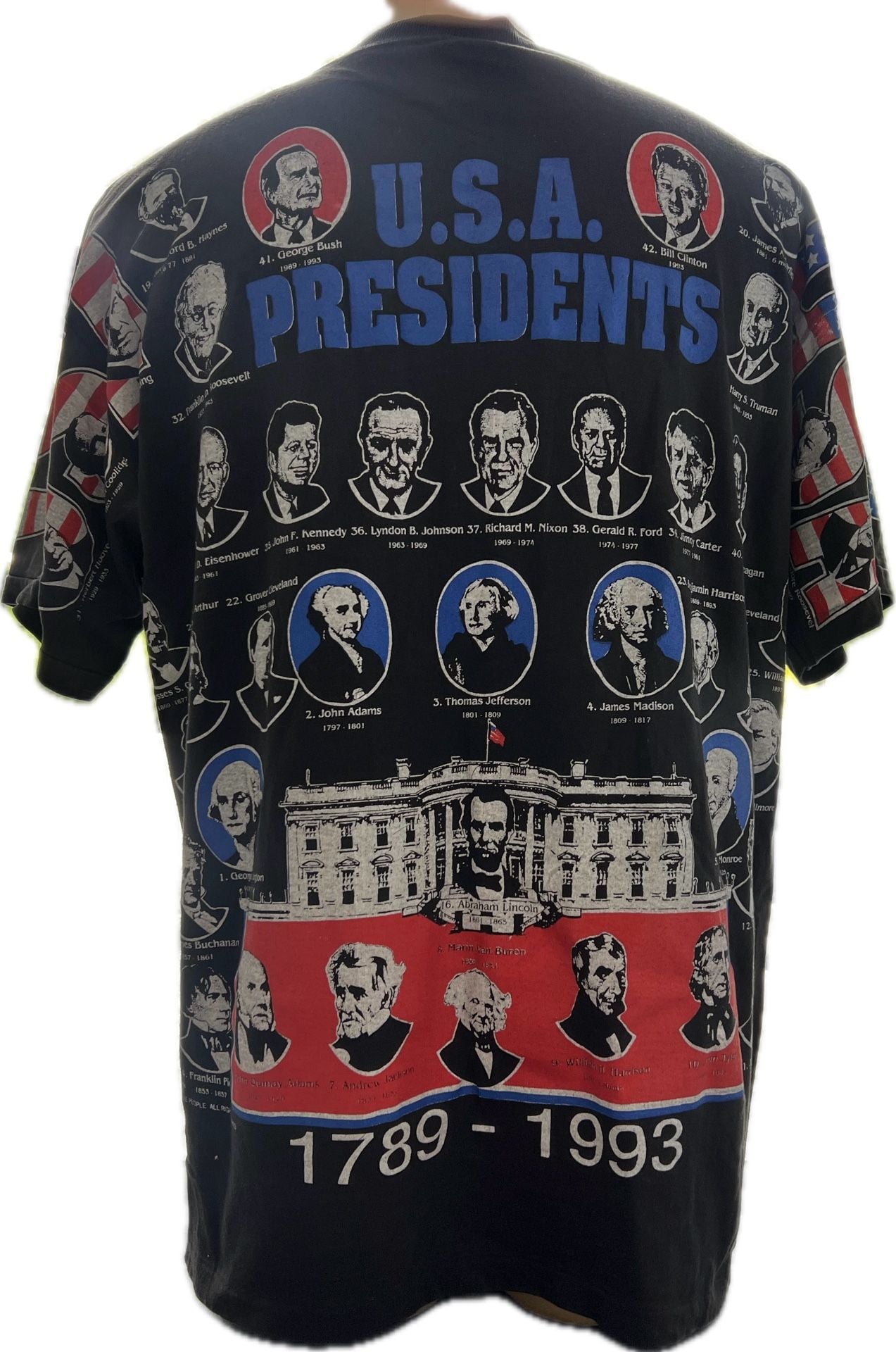 Rare Vintage 1993 Kacy USA Presidents Graphic Tee XL 7