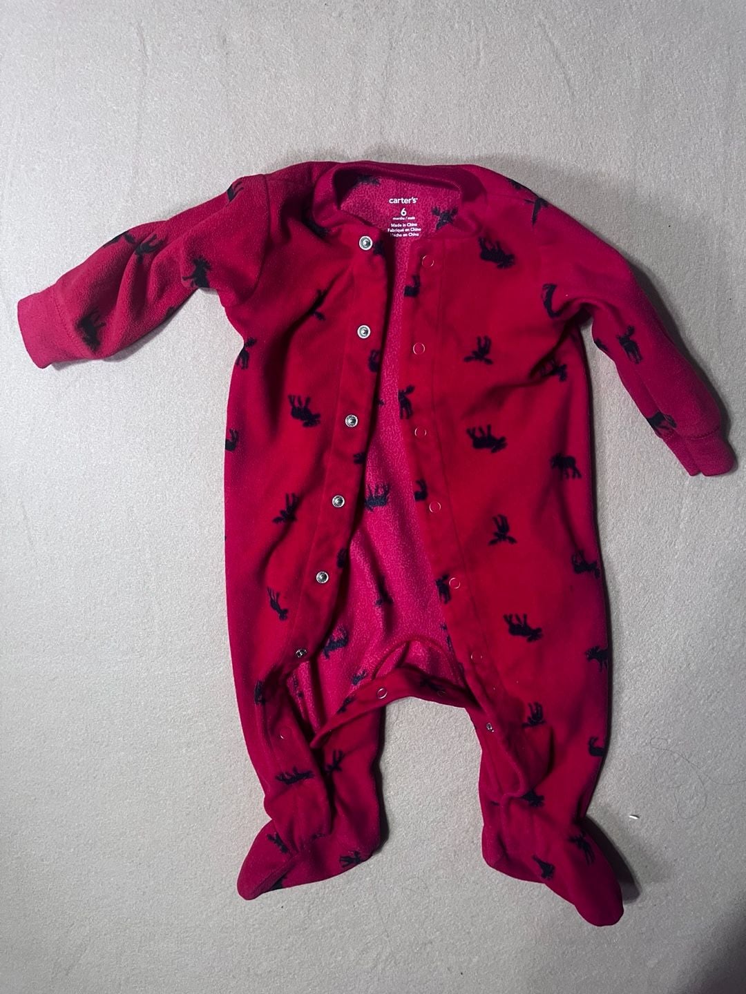 Carter's Baby Boys Red Reindeer Footed Pajamas 6 Months 1