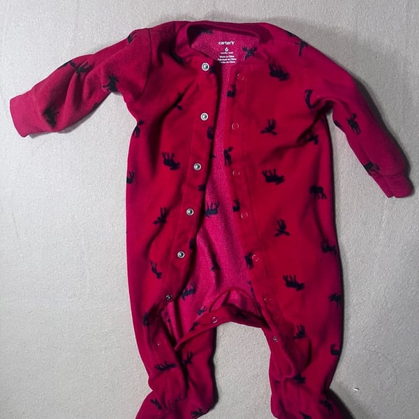 Carter's Baby Boys Red Reindeer Footed Pajamas 6 Months