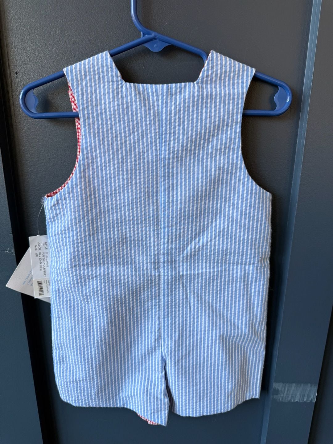 Bailey Boys Tug Your Boat Jon Jon Size 12M Seersucker 5