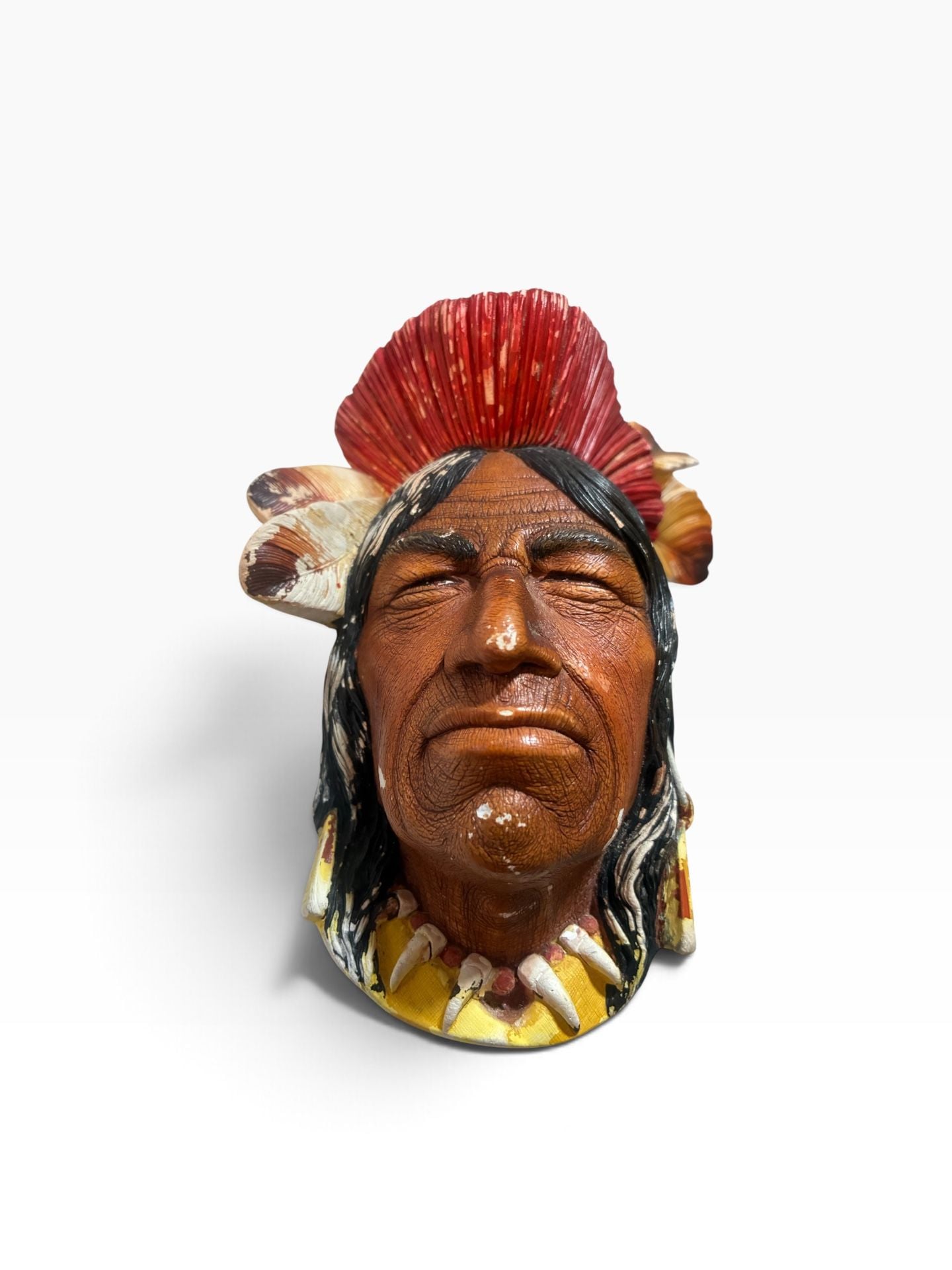 Bossons England Chalkware Head Tecumseh Shawnee Chief Wall Art 1959 1