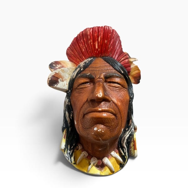Bossons England Chalkware Head Tecumseh Shawnee Chief Wall Art 1959