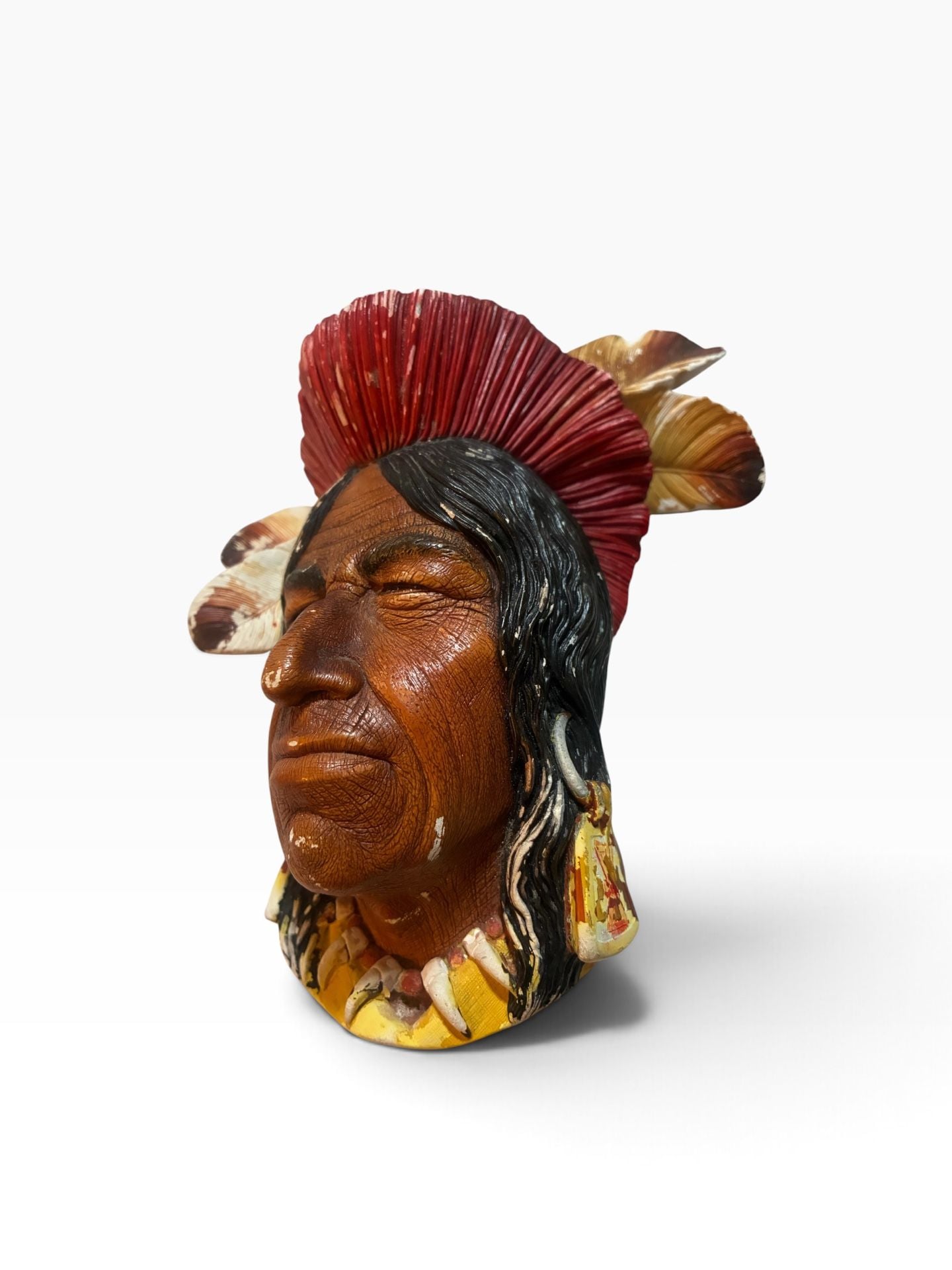 Bossons England Chalkware Head Tecumseh Shawnee Chief Wall Art 1959 2