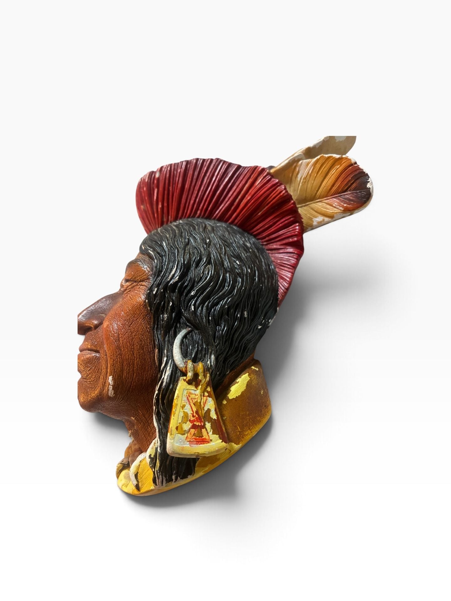 Bossons England Chalkware Head Tecumseh Shawnee Chief Wall Art 1959 4