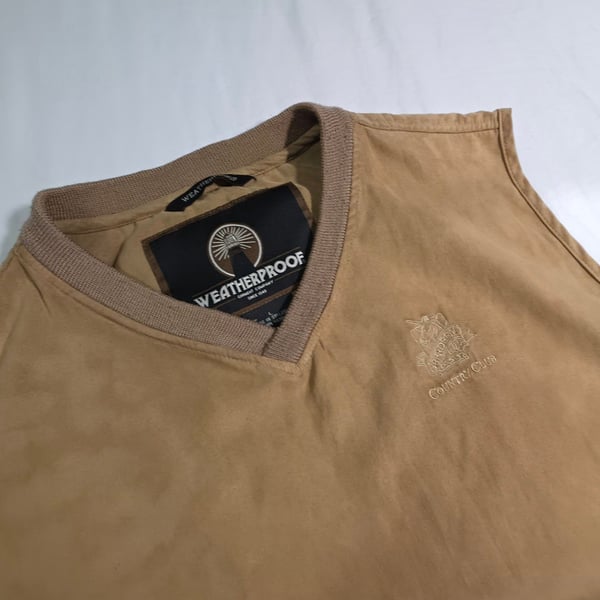 Weatherproof Golf Vest Size L Tan Aberdeen Country Club Microfiber