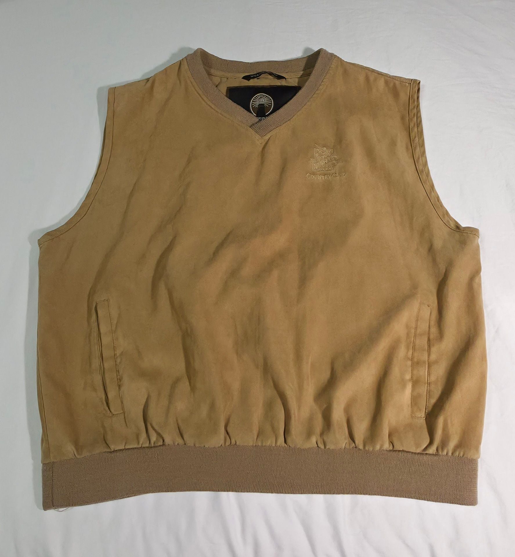 Weatherproof Golf Vest Size L Tan Aberdeen Country Club Microfiber 3