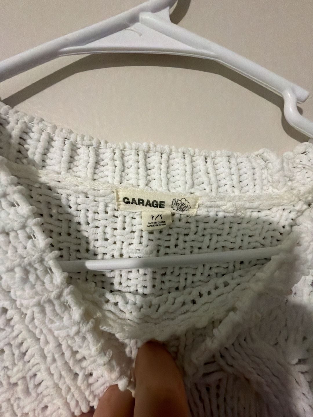 Garage White Cable Knit Cropped Sweater Size P/S 3