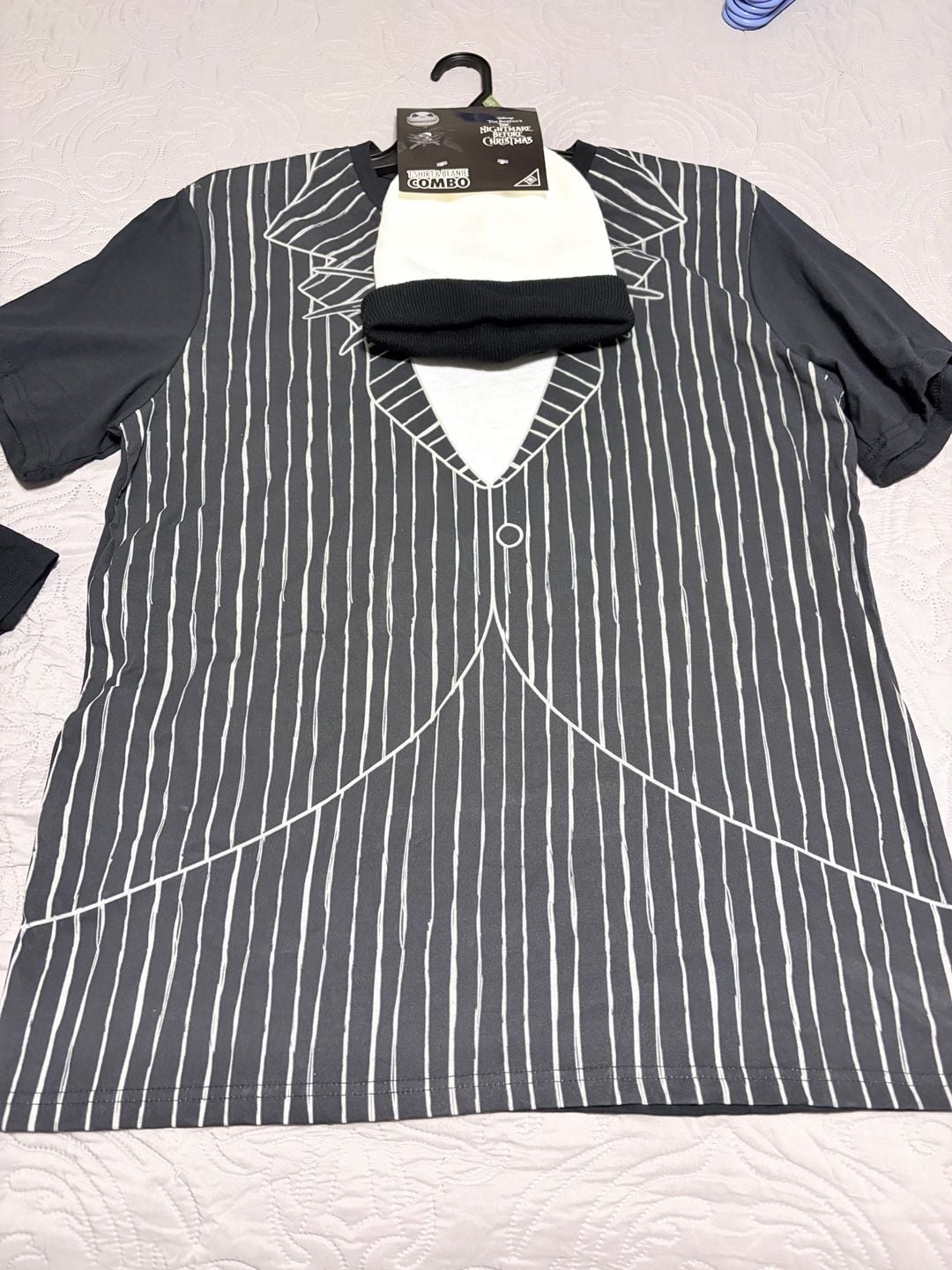 Disney Nightmare Before Christmas Jack Skellington Shirt & Beanie Set XL NWT 1