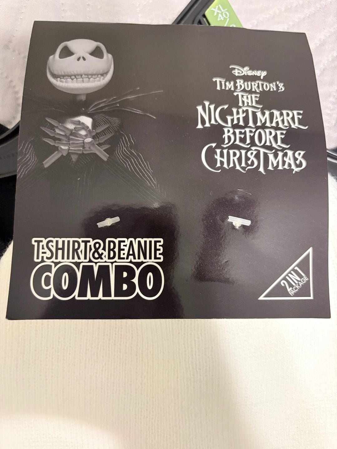 Disney Nightmare Before Christmas Jack Skellington Shirt & Beanie Set XL NWT 2