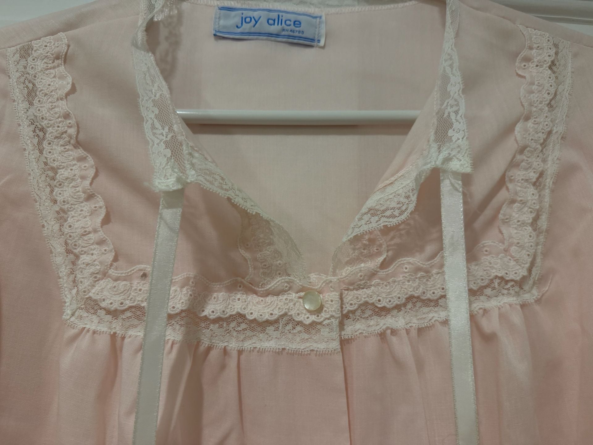 Vintage Mid Mod Cottage core Coquette Joy Alice Pink Lace Nightgown 2