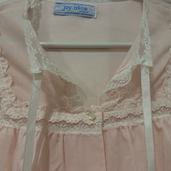Vintage Mid Mod Cottage core Coquette Joy Alice  Pink Lace Nightgown