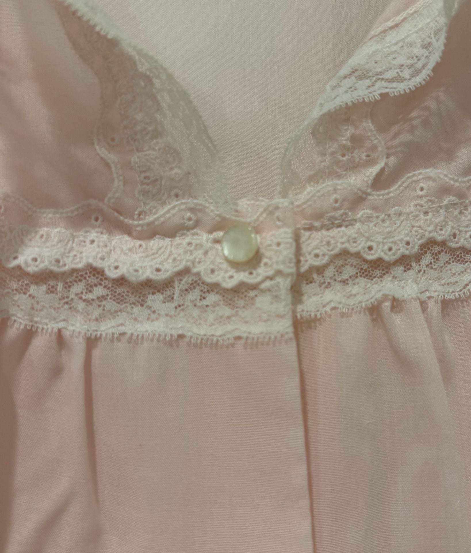 Vintage Mid Mod Cottage core Coquette Joy Alice Pink Lace Nightgown 4