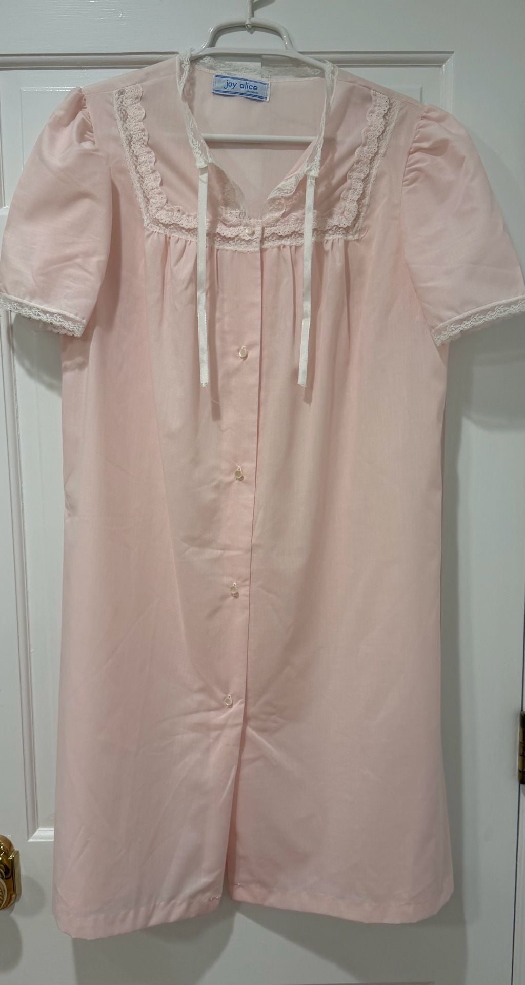 Vintage Mid Mod Cottage core Coquette Joy Alice Pink Lace Nightgown 5