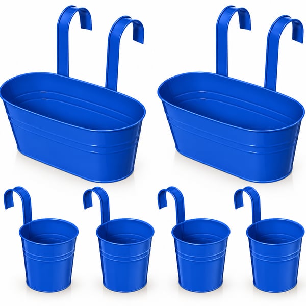 Reallnaive Metal Poolside Storage Cup Drink Towel Holder Set 6 Pcs Dark Blue