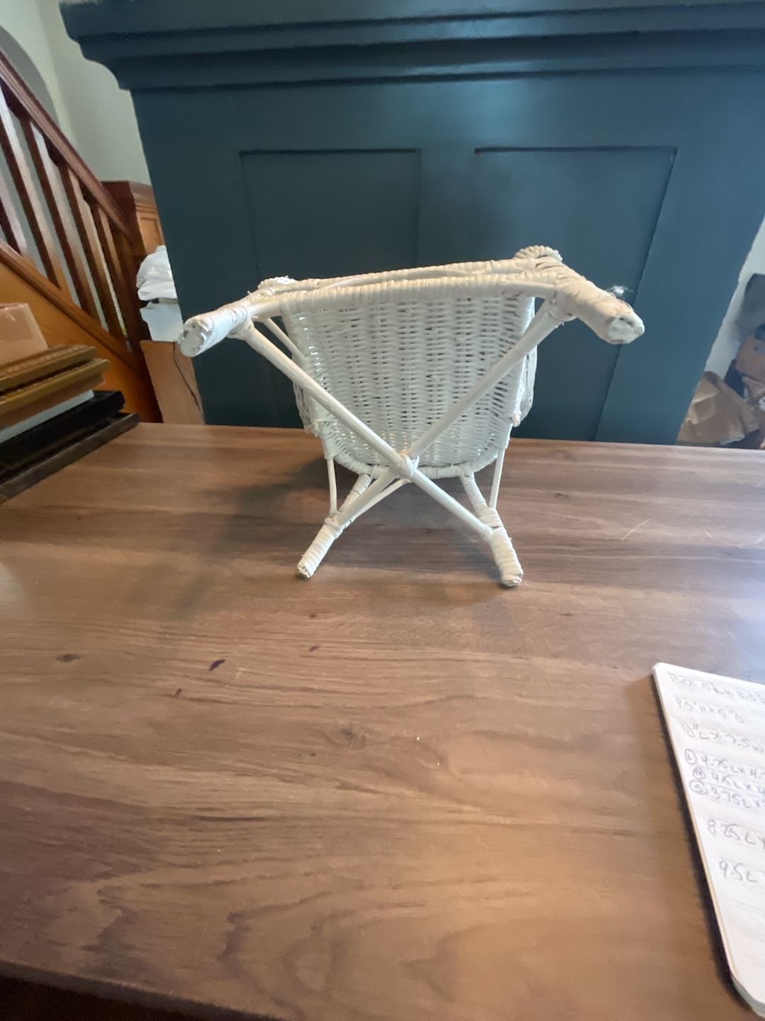 White Wicker Miniature Chair Plant Stand, Doll Display 6