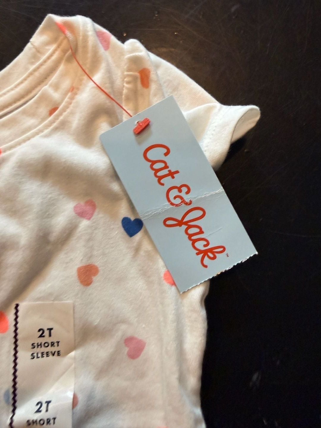 Cat & Jack Heart Print Shirt Size 2T White Multicolor Hearts 4