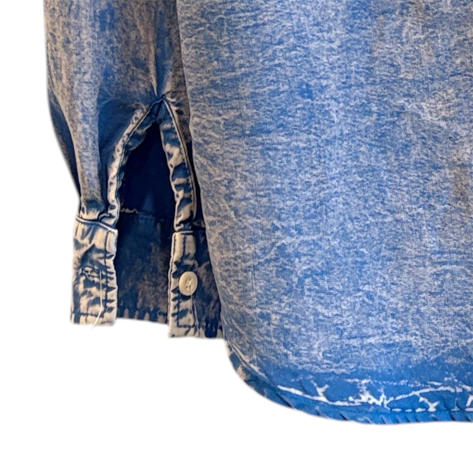 The Nu Vintage Acid Wash Tencel Button Down Shirt Blue Size M 8