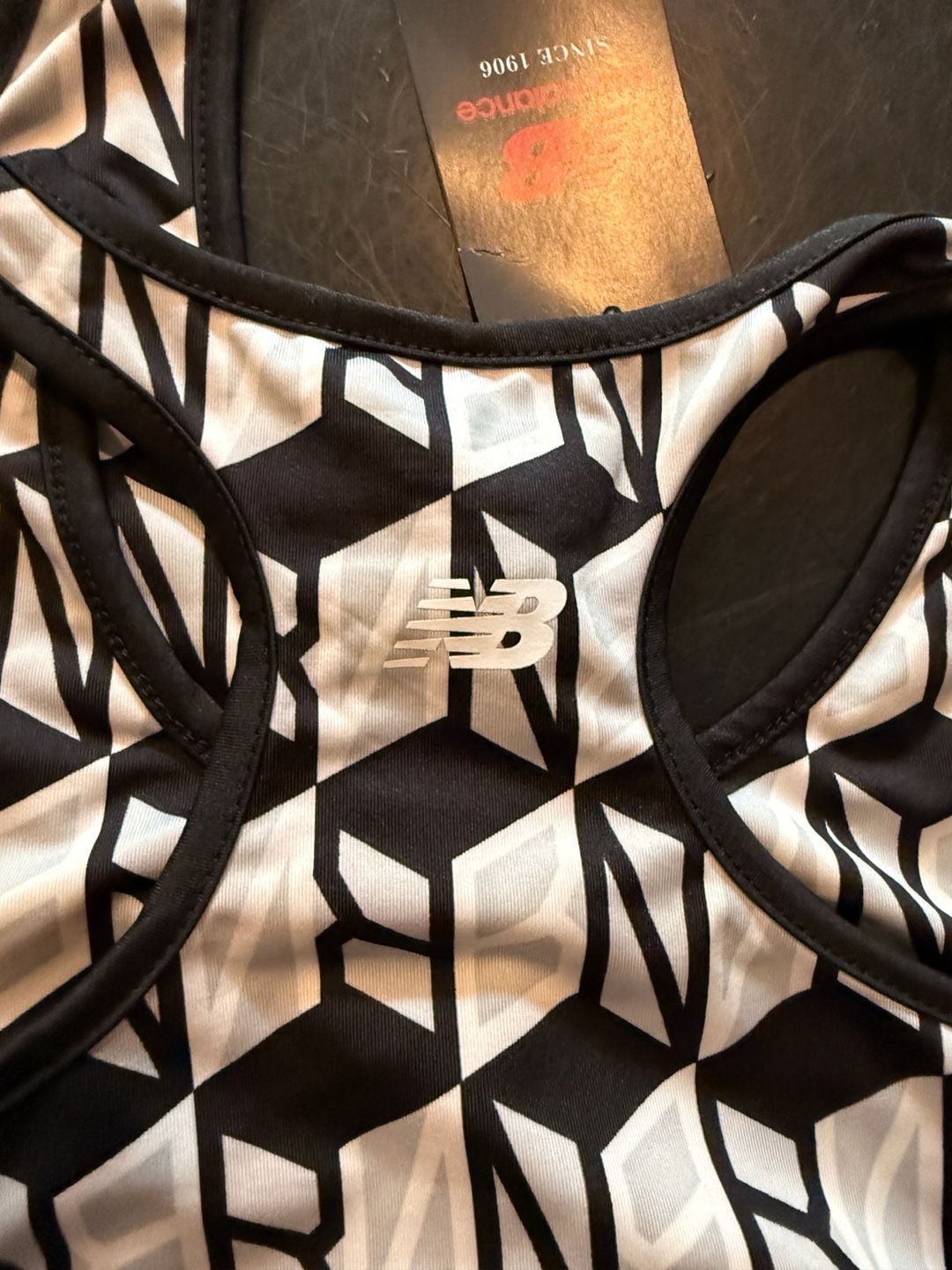 Two New Balance Sports Bra Size M White Multi Geometric Print Youth 3