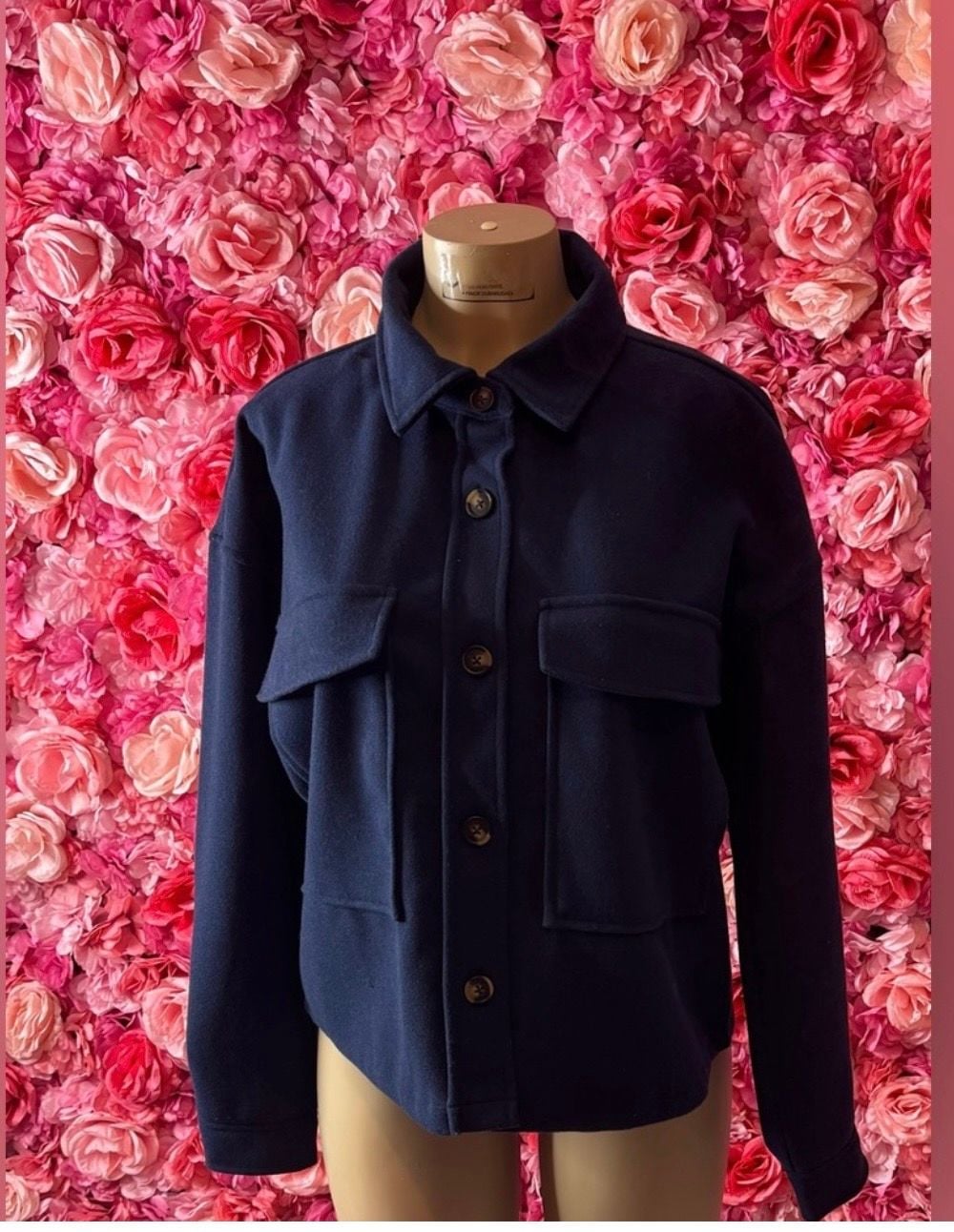 Beach Lunch Lounge Taya Drop Shoulder Jacket Size M Blue Wool Blend 3