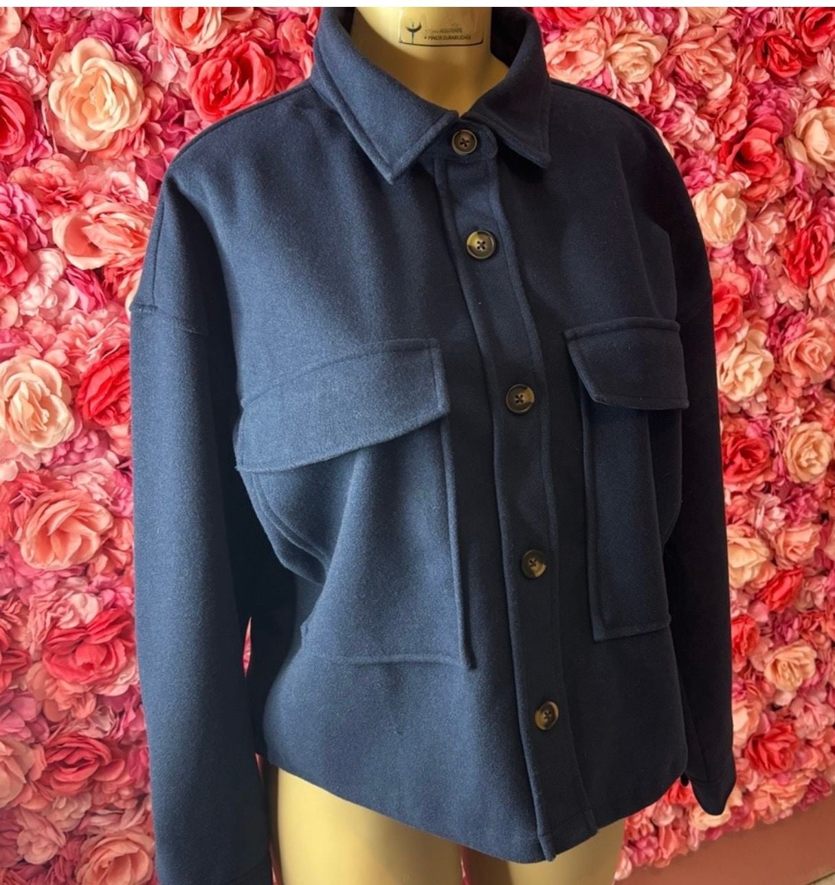 Beach Lunch Lounge Taya Drop Shoulder Jacket Size M Blue Wool Blend 4
