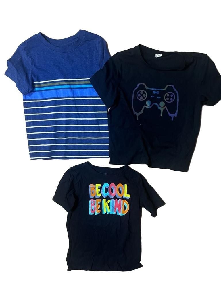 The Children's Place Boys Size 5T T-Shirt Set 3-Pack Blue Striped Be Cool Be 1