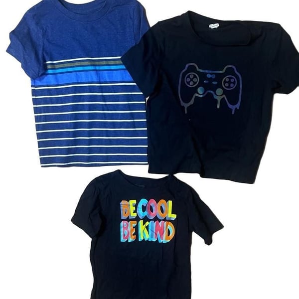 The Children's Place Boys Size 5T T-Shirt Set 3-Pack Blue Striped Be Cool Be