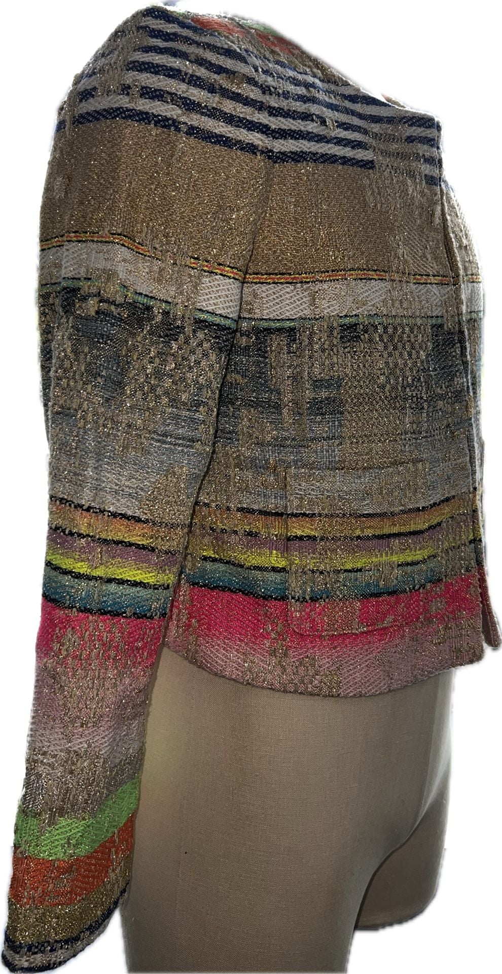 Ecru Metallic Multicolor Tweed Jacket Size L NWT 3