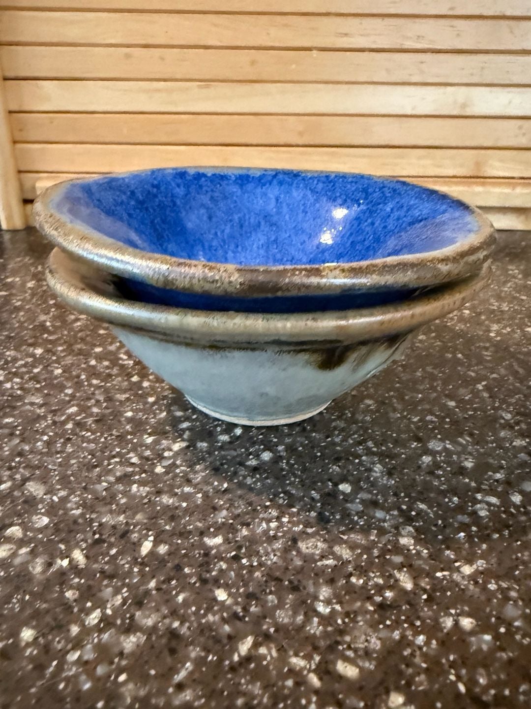 Studio Pottery Blue Bowls Set of 2 Handmade Ceramic Serving Bowls 4