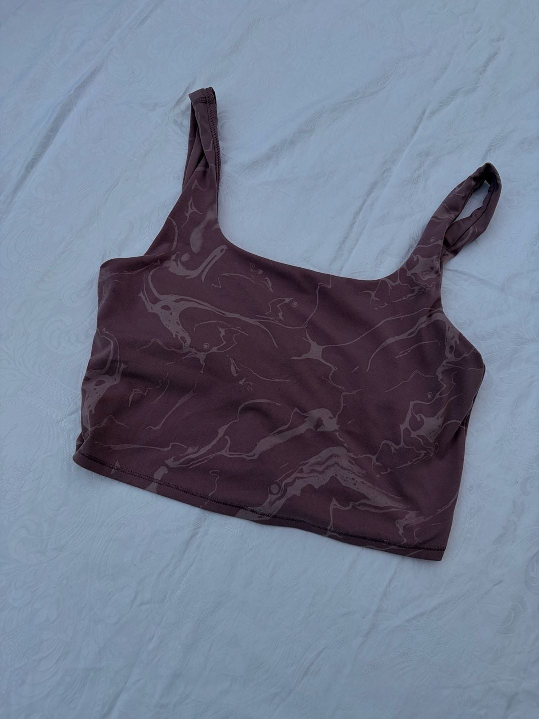 Mauve Marble Crop Sports Bra 2