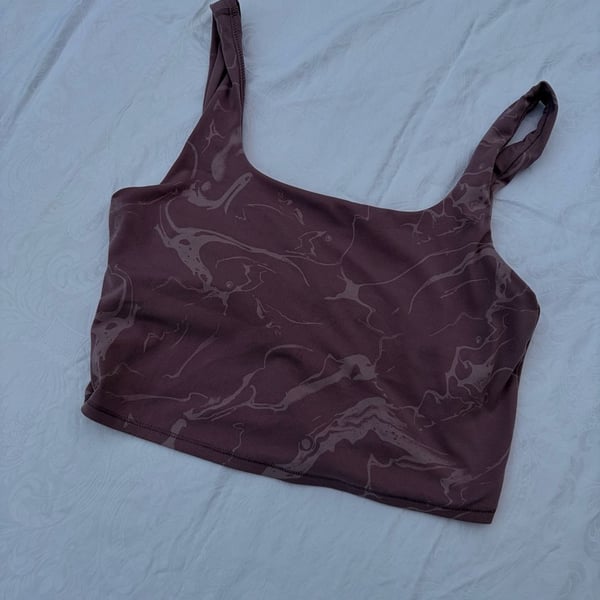 Mauve Marble Crop Sports Bra