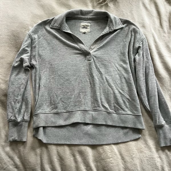 Aerie Gray Collared Long Sleeve Sweatshirt XS