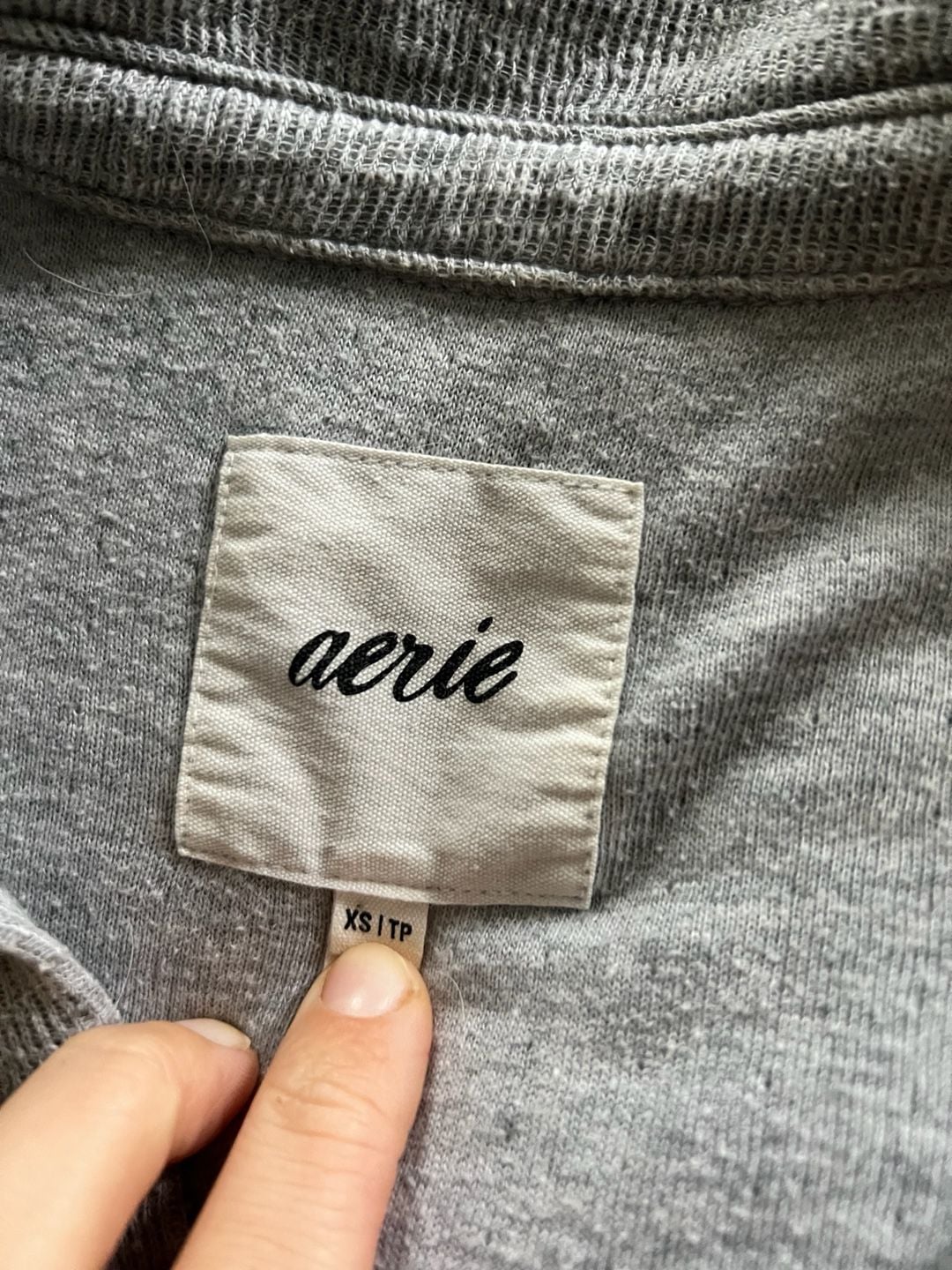Aerie Gray Collared Long Sleeve Sweatshirt XS 3
