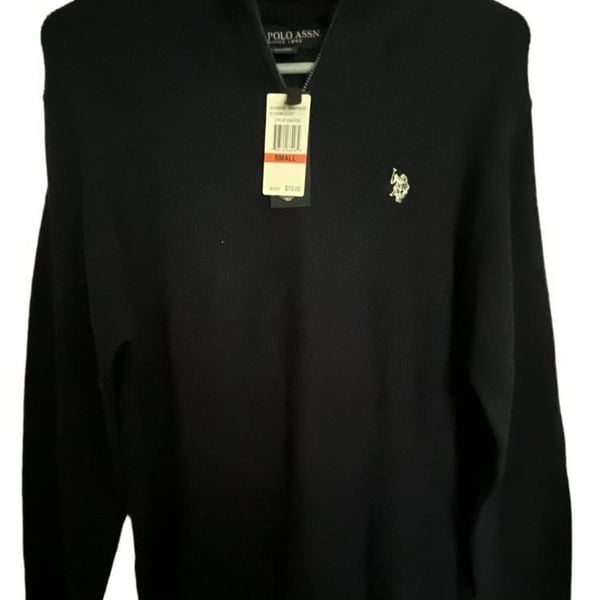 U.S. Polo Assn. Quarter Zip Sweater Size Small Midnight Heather
