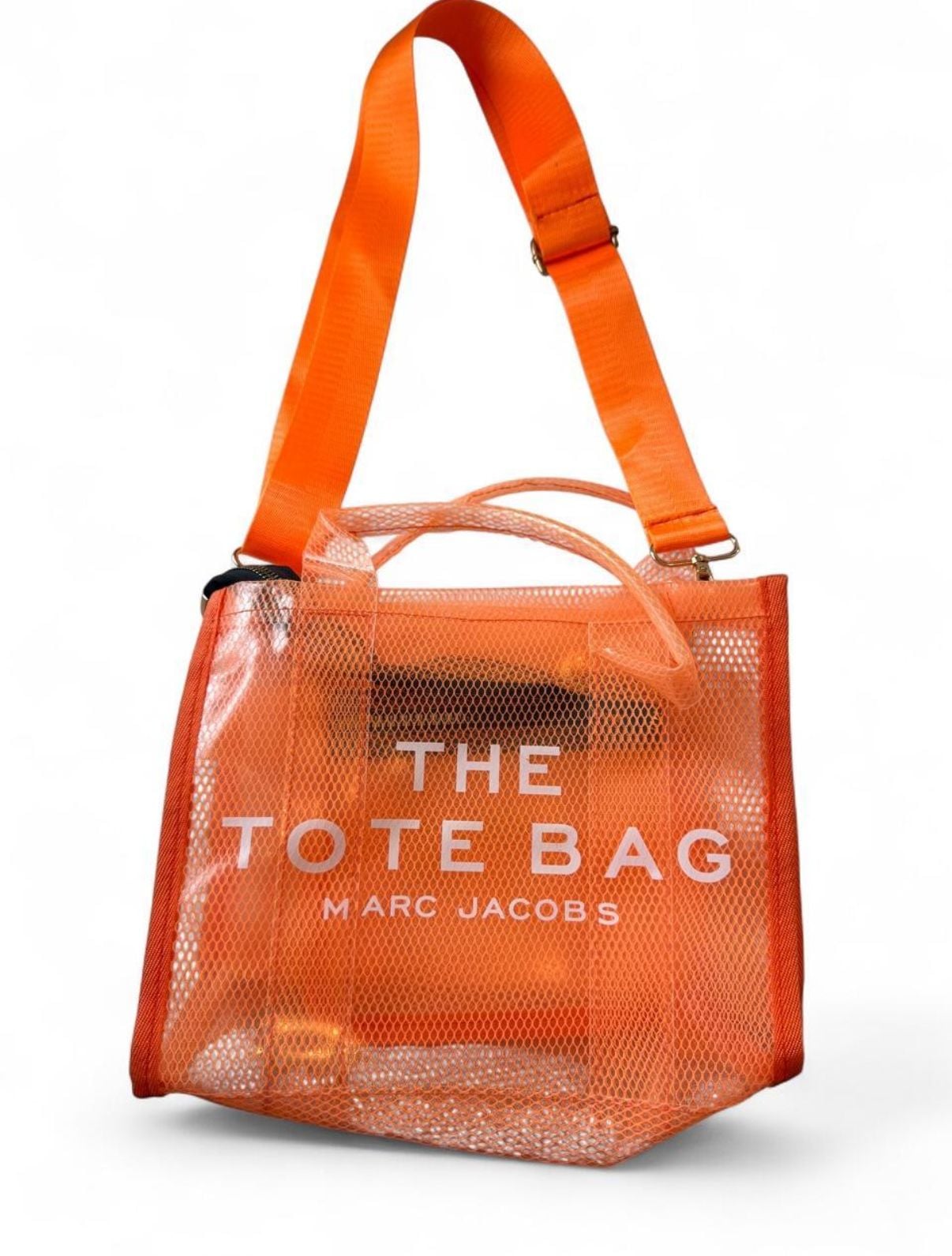 Marc Jacobs Orange Clear Mesh “The Tote Bag”Shoulder Tote 2