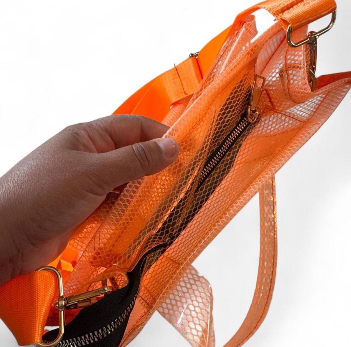 Marc Jacobs Orange Clear Mesh “The Tote Bag”Shoulder Tote 6
