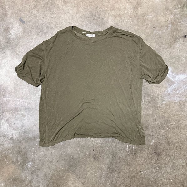 We The Free Olive Green Linen Blend T-Shirt Extra Large