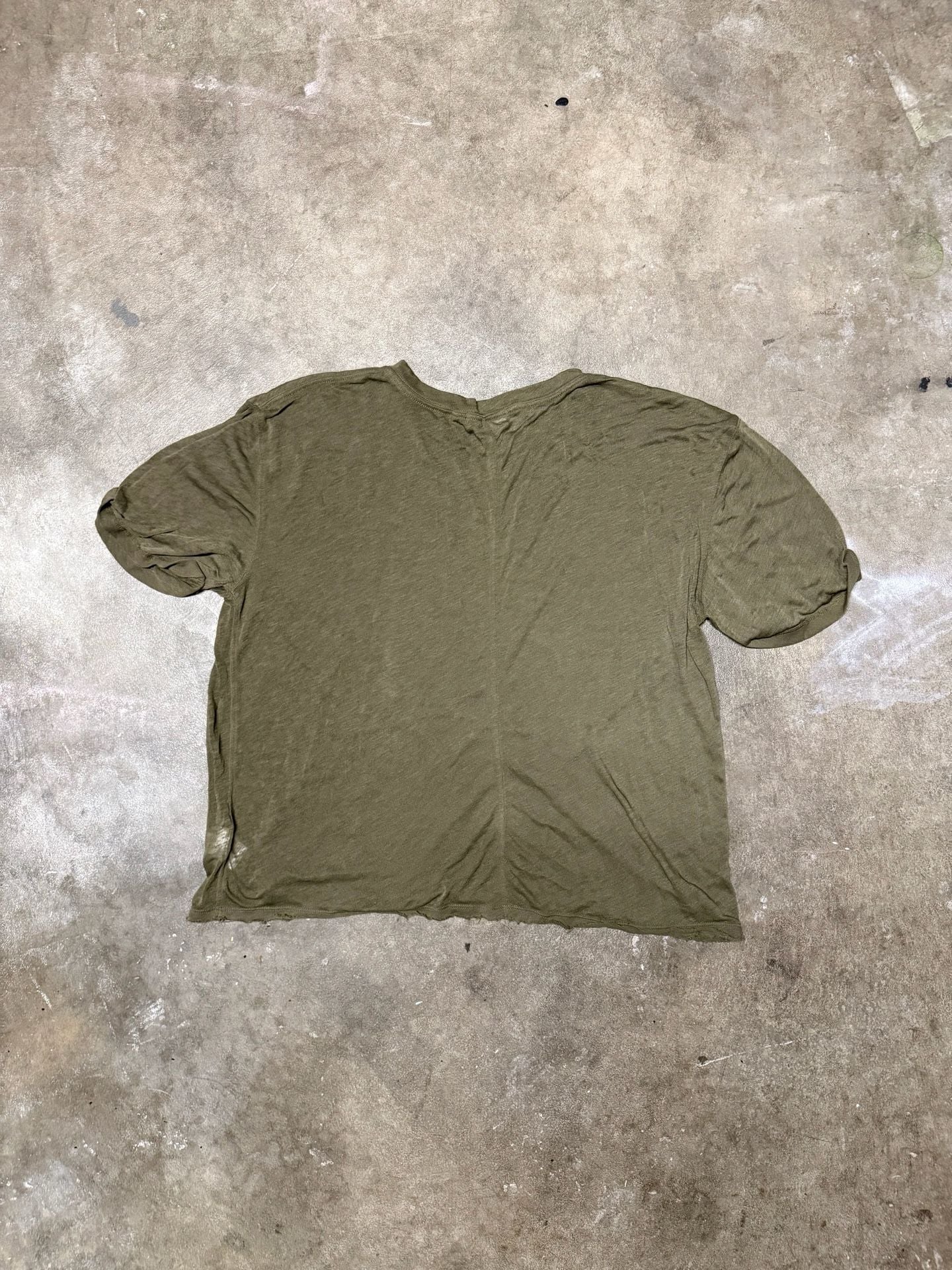 We The Free Olive Green Linen Blend T-Shirt Extra Large 4