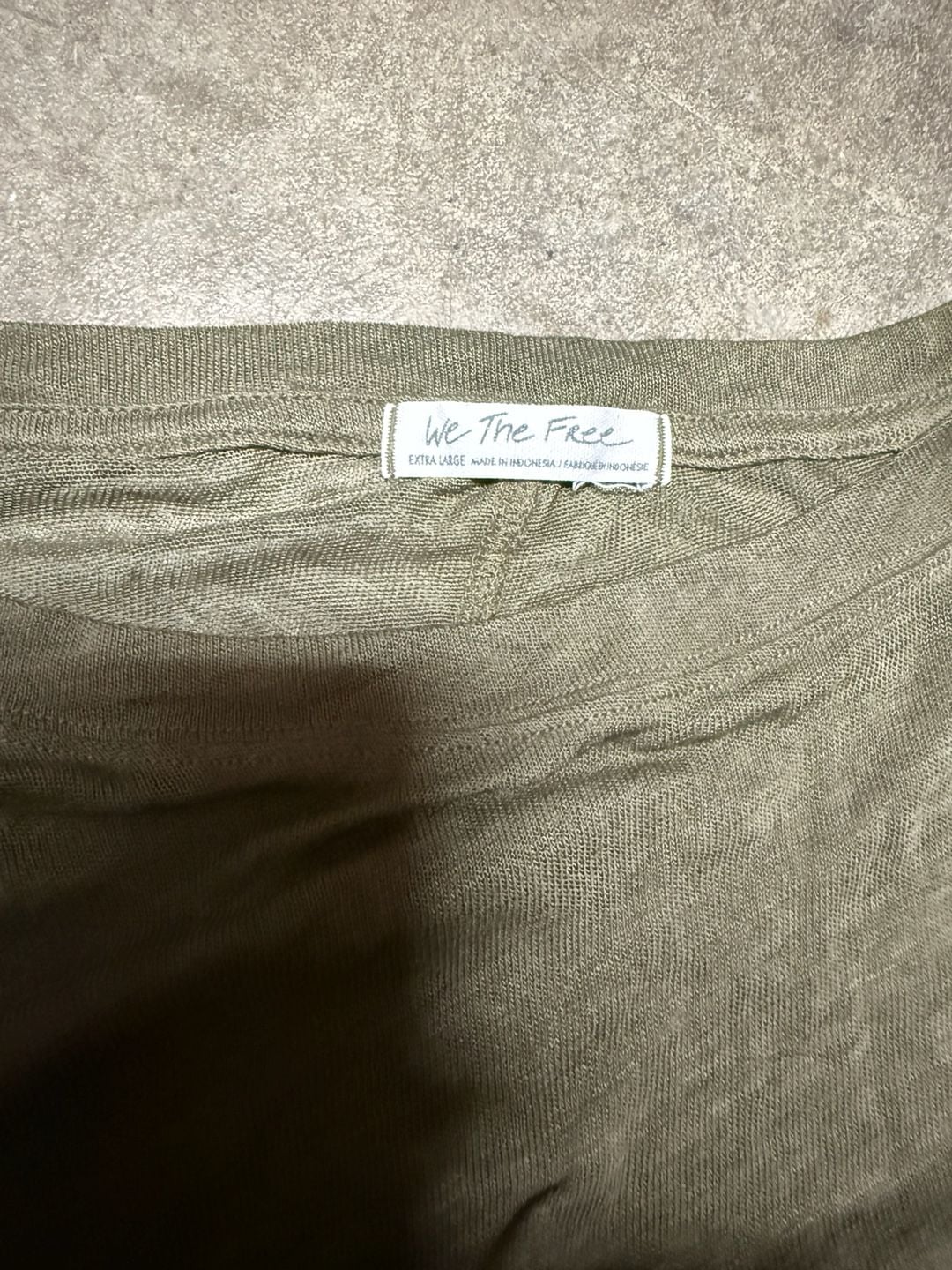 We The Free Olive Green Linen Blend T-Shirt Extra Large 5