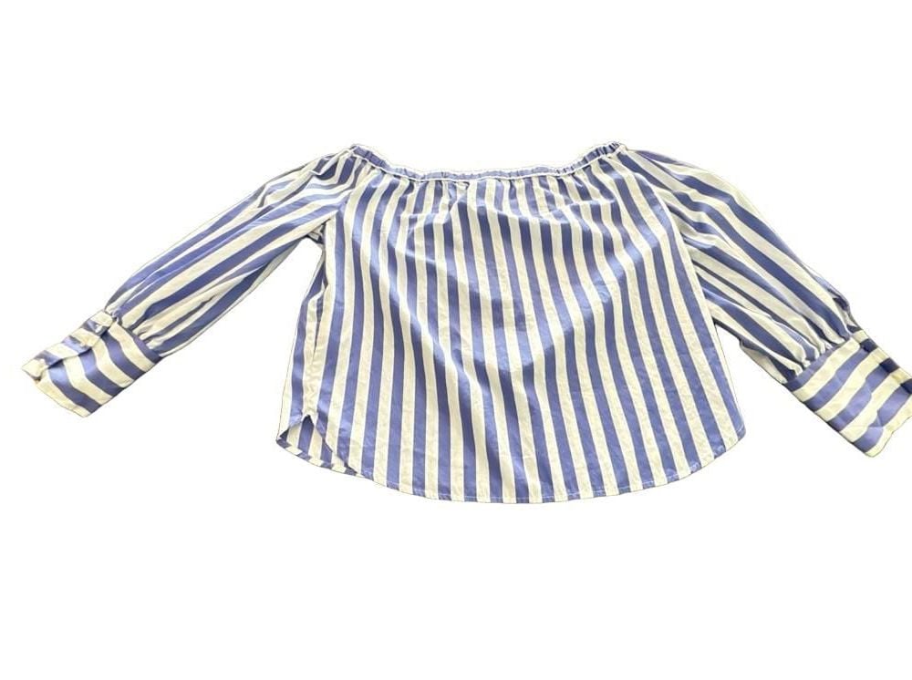 J.Crew SZ 6 Collection Thomas Mason Off-The-Shoulder Striped Top  8