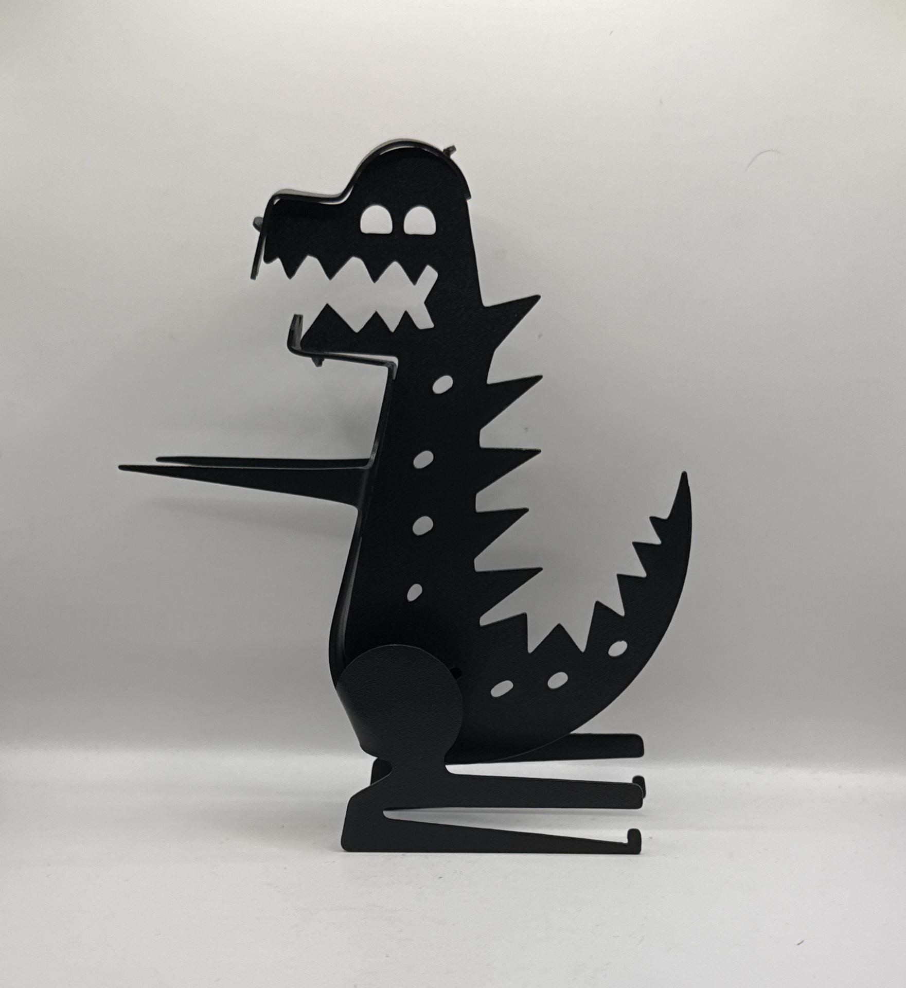 DinoGrill Dinosaur Hot Dog Rack BBQ Sausage Holder Black 1