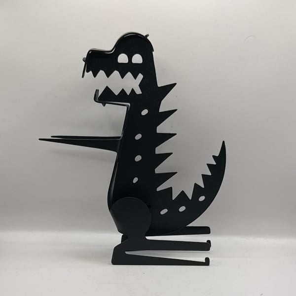 DinoGrill Dinosaur Hot Dog Rack BBQ Sausage Holder Black