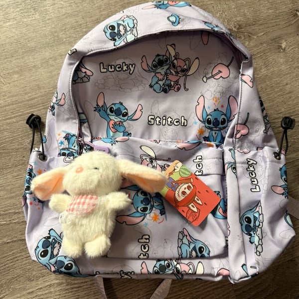  Stitch All Over Print Kids Backpack Pastel Purple