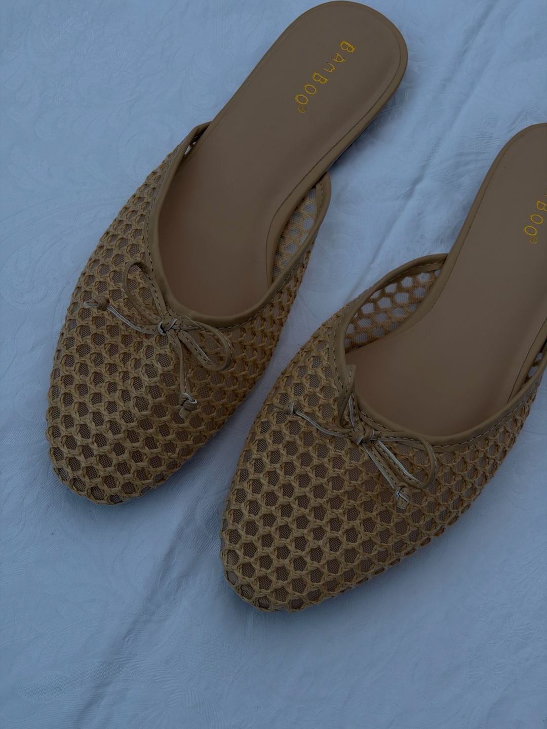 Bamboo Flats Woven Bow Slip On Mules 2
