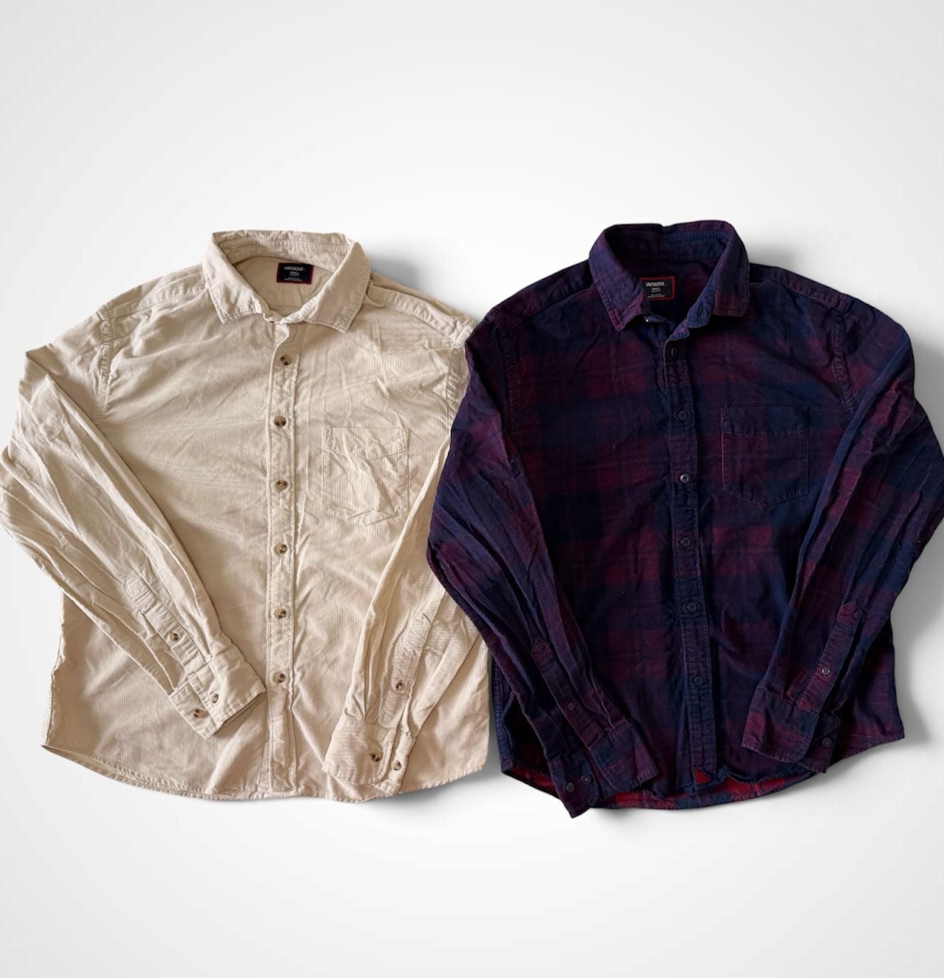 Lot of 2 UNTUCKit Men’s Corduroy Button Down Shirts Small Regular Fit 1