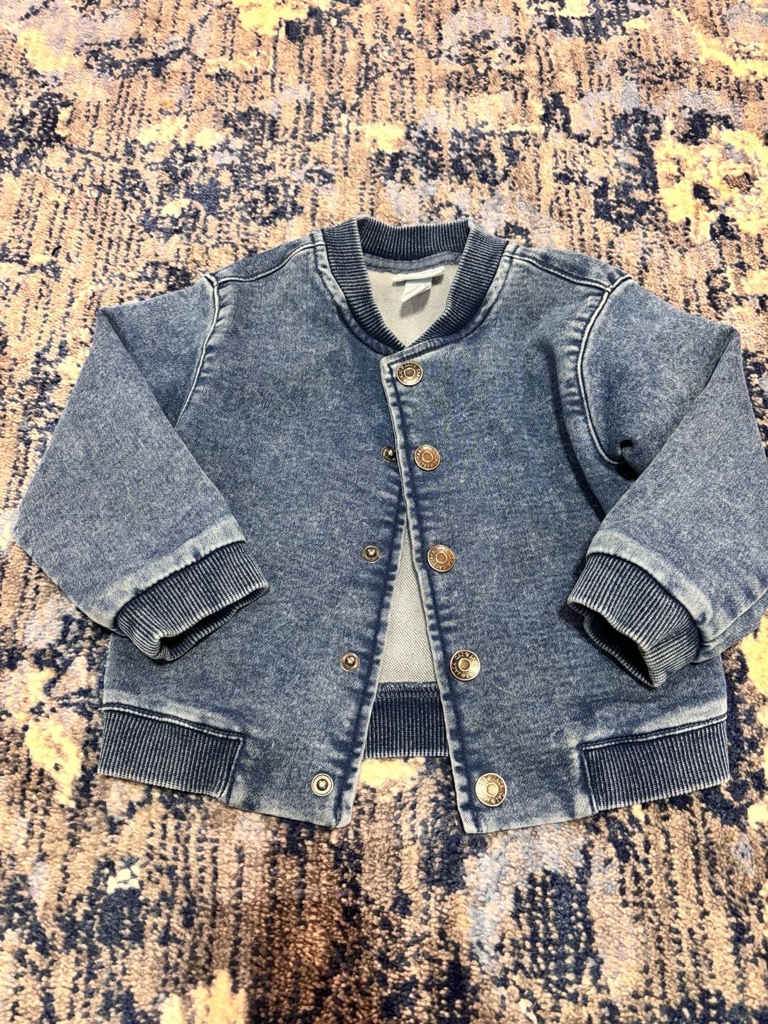 Adorable Cat & Jack Denim Bomber Jacket Size 12M 2