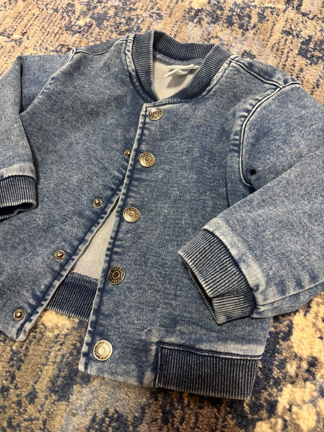 Adorable Cat & Jack Denim Bomber Jacket Size 12M 3