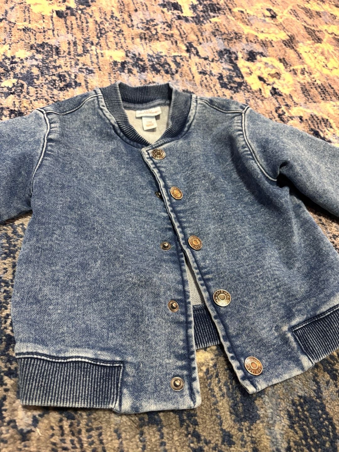 Adorable Cat & Jack Denim Bomber Jacket Size 12M 5