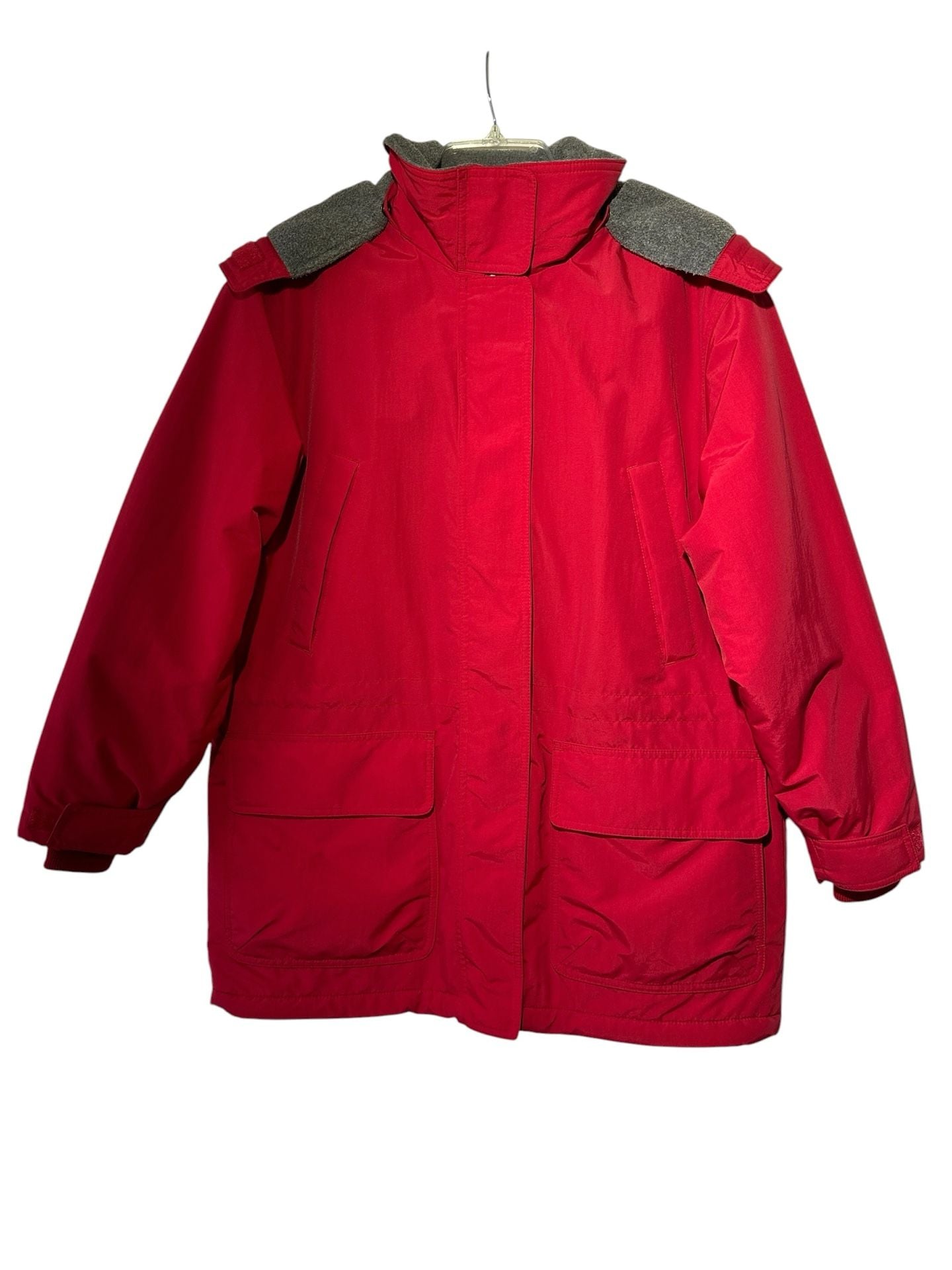Vintage Lands End Red Squall Parka Jacket Polartec Fleece Lined Size M Petite 4