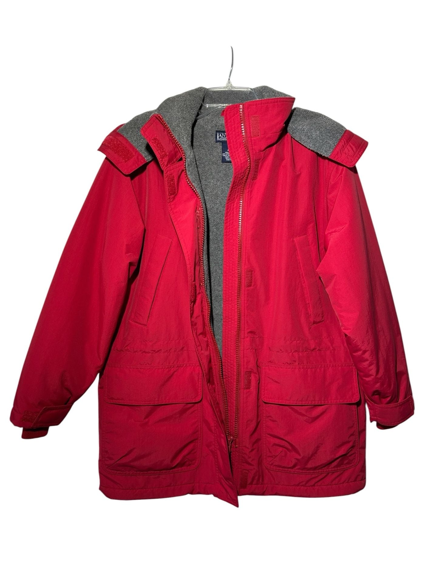 Vintage Lands End Red Squall Parka Jacket Polartec Fleece Lined Size M Petite 5